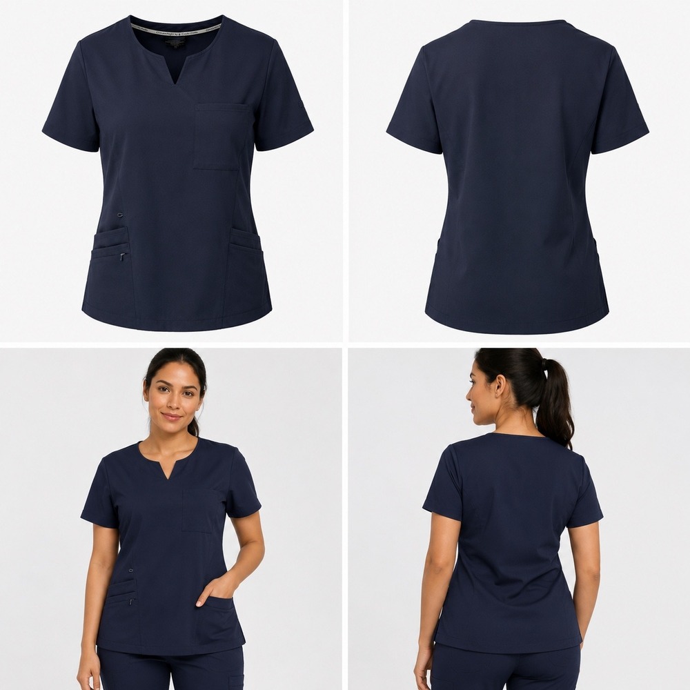 Navy Women's Medical Scrub Top - Unbranded
